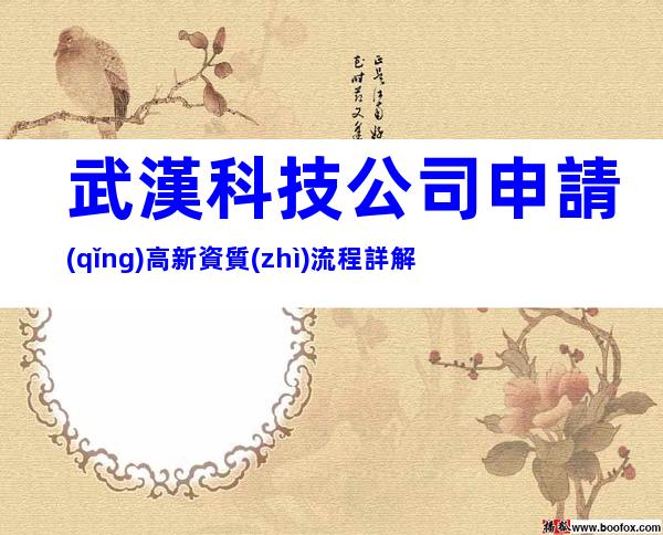 武漢科技公司申請(qǐng)高新資質(zhì)流程詳解